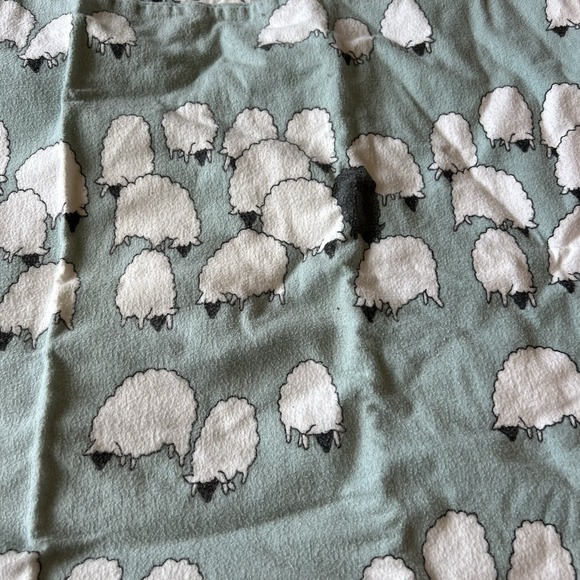 Cuddledown Twin Duvet Cover Flannel Kids Sheep Print Teal + Standard Pillow Case - Picture 9 of 10